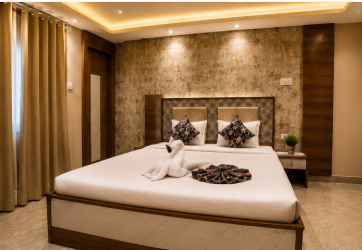 Premium Room work desk and TV at Baibhab Resorts